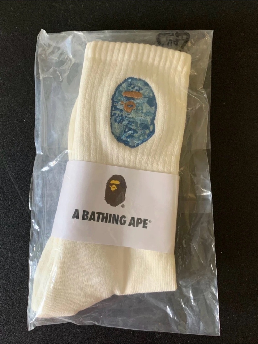 BAPE A Bathing Ape Crew Socks Embroidered BLUE CAMO